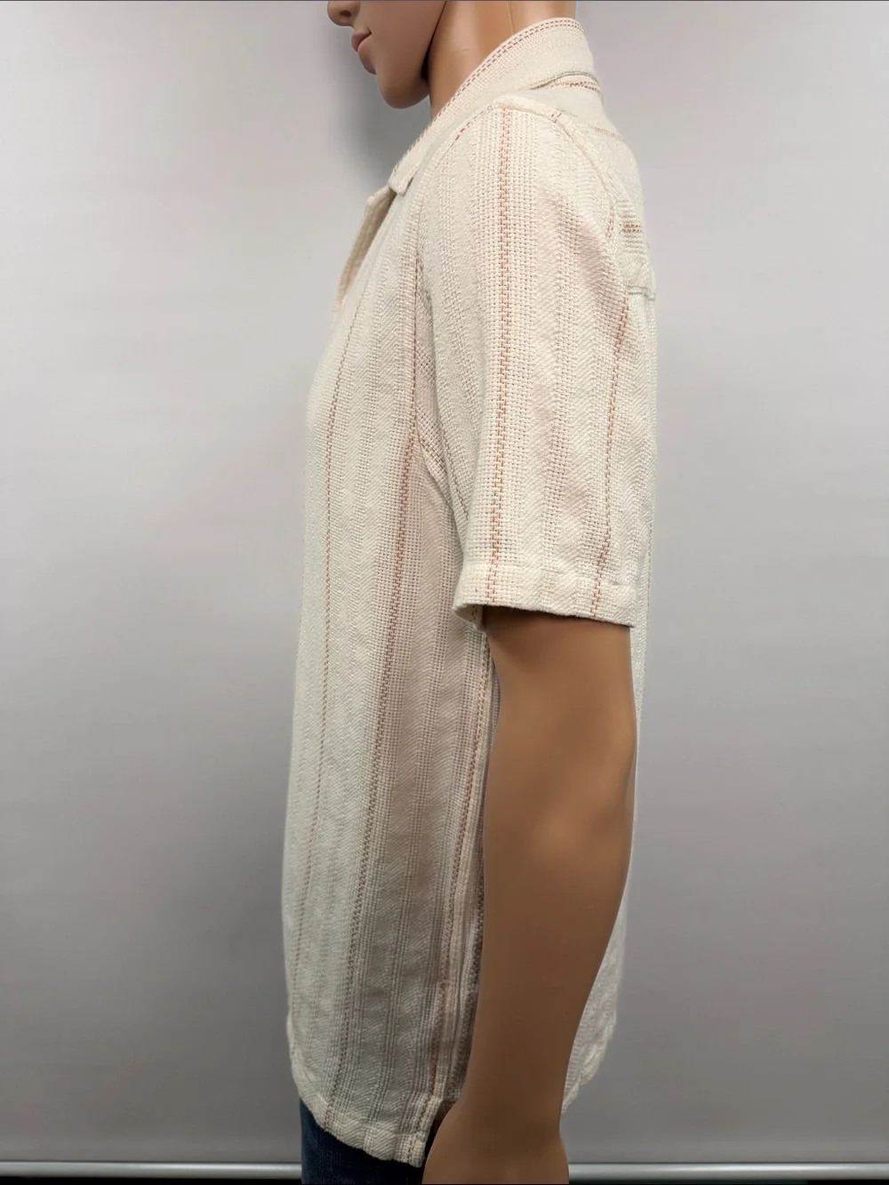 Common People Short Sleeve Revere Textured Shirt Size Large